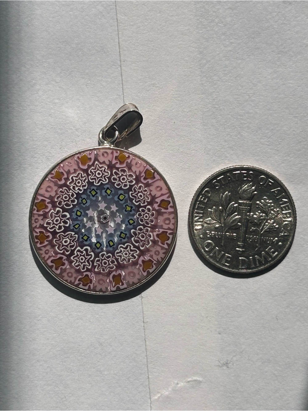 Floral Murano Glass Pendant Necklace in Pink